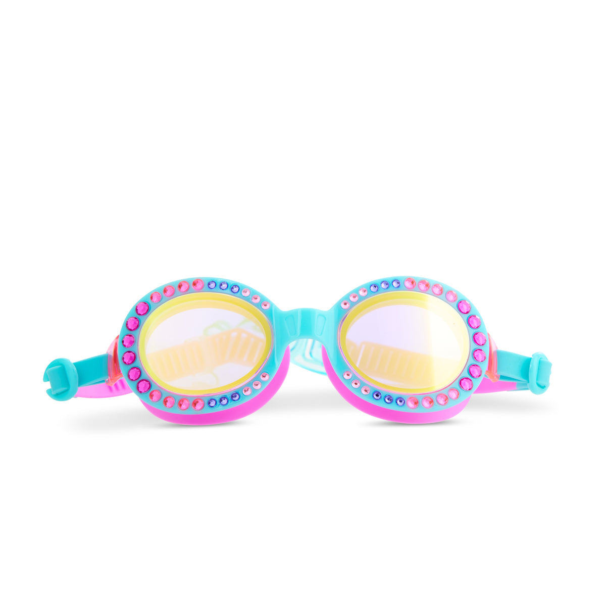 Sparkle Youth Swim Goggles-Toys-Bling2o-Sparkle and splash this summer in Swim Goggles, designed for kids ages 6 and up! Featuring a brand-new round-shaped glitter frame, this dazzling design is an updated version of our famous rhinestone swim goggles, offering even more glamour and shine. Adorned with a full set of classic rhinestones and finished with an easy-on back clip, these goggles ensure a secure, no-tug fit for effortless swimming in style!-Kidz Toys