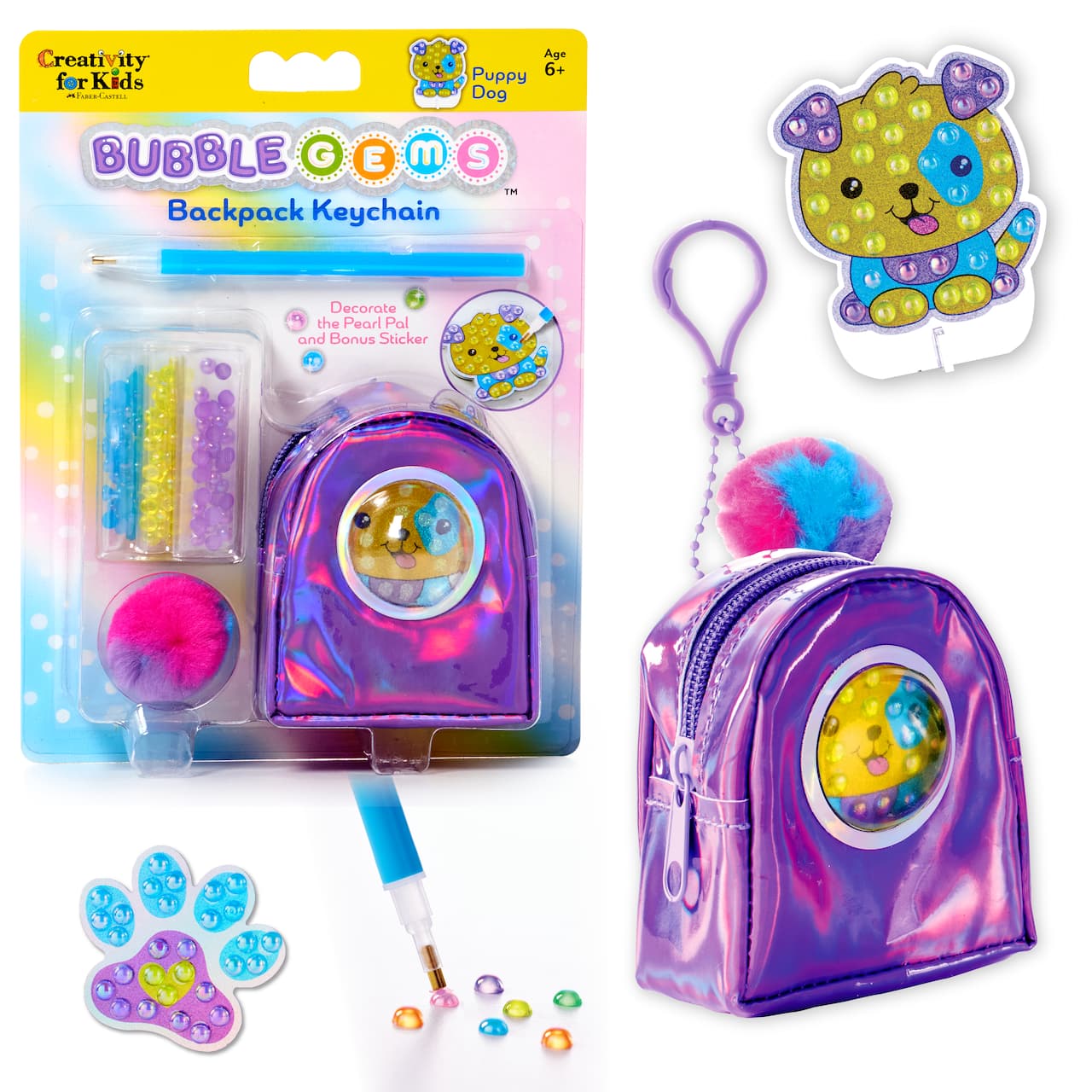 Bubble Gems™ Key Chain Puppy Dog, backpack keychain