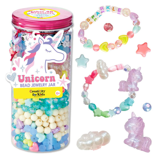 Bead Jewelry Jar Display - Unicorn, jewelry making kit, bracelet kit