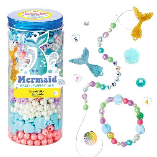 Bead Jewelry Jar Display - Mermaid, mermaid bracelet kit, mermaid jewelry jar