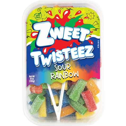 Rainbow Twisties-Toys-Gotta Get It Gifts-Zweet Sour Rainbow twisteez are packed with fruity flavor and a sweet and sour punch. These chewy belts are a fun treat for everyone! Available in a variety of flavors and styles that will satisfy every craving. Reusable containers are perfect for sharing and offer a truly eye-catching presentation. Plus our handy candy tongs make sticky fingers a thing of the past! Resealable and reusable! Isn’t life Zweet!-Kidz Toys