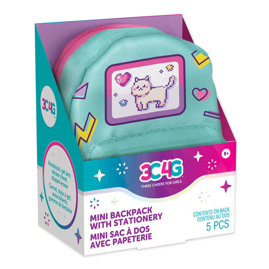 Mini Backpack With Stationary-Toys-Make It Real-Tiny is huge! The Mini Backpack and Stationery set offers teens everything they need to have miniature fun on the go, including a mini notebook, mini gel pen, mini eraser, and even mini stickers! Tweens are sure to love taking this set with them wherever they go. What could be cuter? This stylish mini backpack with a bag clip makes transporting mini stationery easy, so tweens can bring the set to school, activities, or play dates! This super trendy set makes a