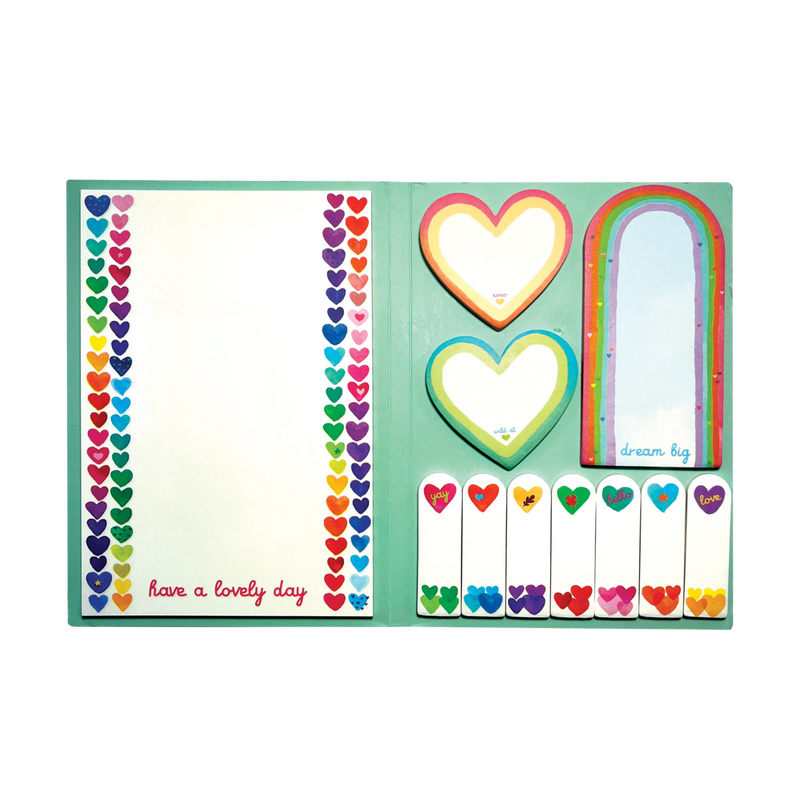 Side Notes Sticky Tab Note Pad - Rainbow Hearts-Toys-OOLY-Feel all the feels when you’re studying, reading a great book that you want to mark pages in, or just getting your organization on! This sticky tab note pad set features a rainbow of color and hearts for those good study vibes! If you heart staying organized, or even just love to add a little flair to your study accessories, then this note pad set is the perfect addition for your next study session. There are note pads for quick reminders and notetak