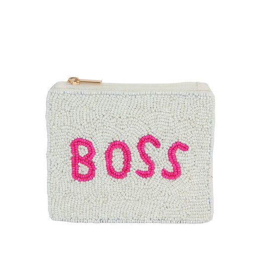 Ladies Fully Beaded Boss Theme Coin Purse, Coin Purse, Beaded Purse