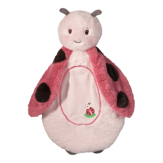 Lia Ladybug Sshlumpie-Toys-Douglas-A reassuring friend like no other, Lia the Ladybug Sshlumpie will be there to smile with Baby on the happy days and soothe away the tears on the sad ones! Different shades of luxuriously soft, pink plush materials make Lia a sensory delight, while we’ve accented her belly with pink piping and an adorable, embroidered Ladybug embellishment. Her spotted wings hang loosely at her side and are so silky soft, we’re sure that infants and adults alike won’t be able to resist givi