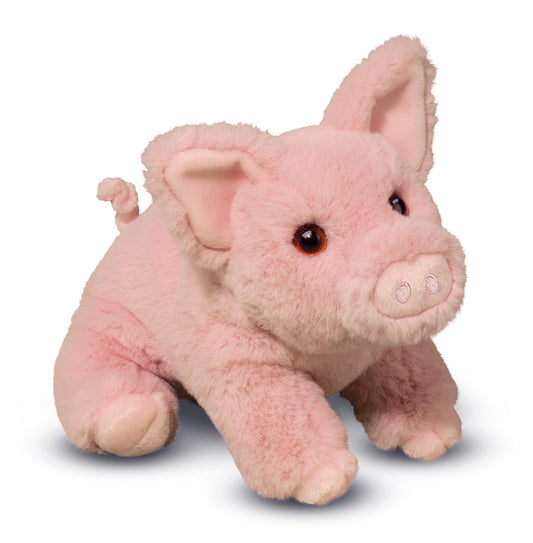 Pinkie Soft Pig-Toys-Douglas-One snuggle from our Pinkie the Soft Pig stuffed animal and we promise you’ll be squealing with delight! Crafted with premium plush materials, our playful porker practically melts into your hands every time you pick her up for a hug. Soothing and soft, Pinkie’s cuddly nature will win favor amongst fans of this endearing barnyard critter. Oversized ears, a squiggly tail, and detailed, cloven hooves add charm to her appearance, while her expressive, amber colored eyes are sure to