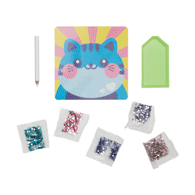 Razzle Dazzle DIY Gem Art Kit - Cutesy Cat-Toys-OOLY-This radiant feline is ready to shimmer like the gem she is. Spend an afternoon doing some DIY with OOLY’s gem art kit . It features everything you need to add some razzle dazzle to this cute and cuddly kitty—including 6 packs of crafting gems, a wax pencil, and a gem tray. OOLY’s gem art kit is the perfect set for spending a leisurely afternoon doing some DIY with your crafty kiddo. The kit features a cutesy cat just waiting to be treated to a shimmery m