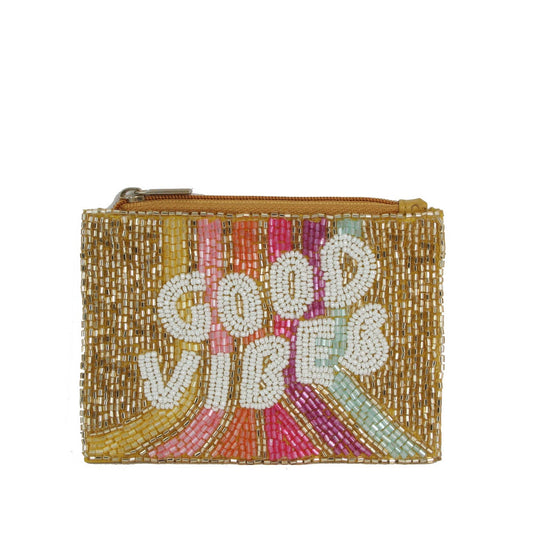 Ladies Beaded Good Vibes Theme Card Holder, Card Holder, Good Vibes