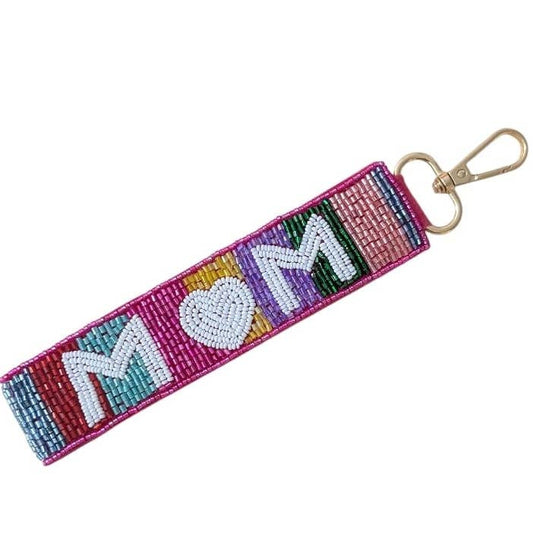 Ladies Mom Themed Beaded Wristlet Strap Key Chain, Keychain