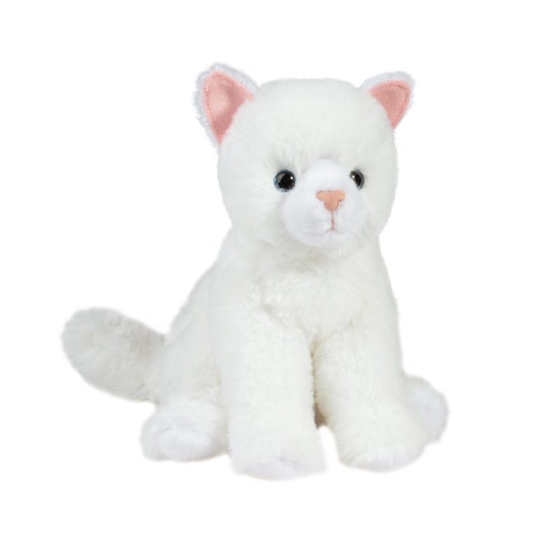 Mini Winnie Soft White Cat-Toys-Douglas-Winnie is our Mini Soft Cat stuffed animal and she’s all about cuddling! Exceptionally soft white plush fabrics make her an exquisite handful of decadence. Silky polyester fill within ensures she’ll bounce back after every round of snuggles. Featuring a floppy body design that’s been gently weighted with beans, Winnie is easy to pose sitting up or lying down for extra play value. Bright, blue eyes peer out from the face of our charming kitten. Her expression is comple