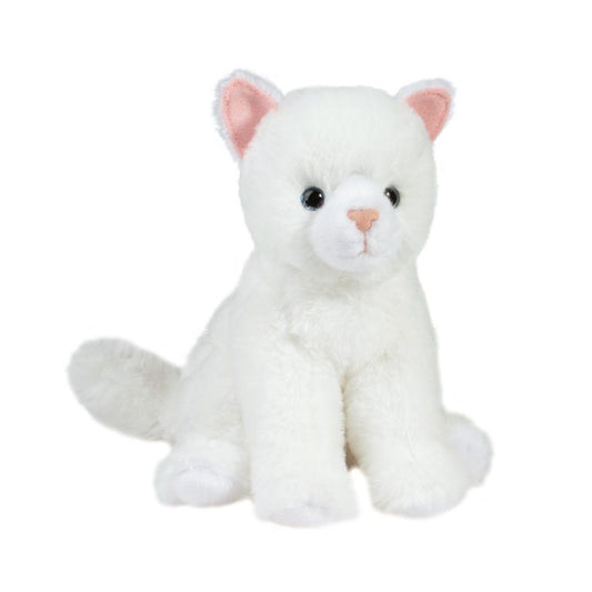 Mini Winnie Soft White Cat-Toys-Douglas-Winnie is our Mini Soft Cat stuffed animal and she’s all about cuddling! Exceptionally soft white plush fabrics make her an exquisite handful of decadence. Silky polyester fill within ensures she’ll bounce back after every round of snuggles. Featuring a floppy body design that’s been gently weighted with beans, Winnie is easy to pose sitting up or lying down for extra play value. Bright, blue eyes peer out from the face of our charming kitten. Her expression is comple