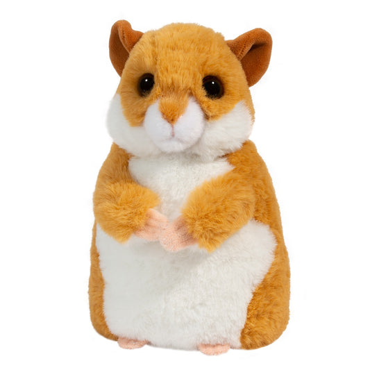 Hammie Soft Hamster-Toys-Douglas-Sized larger than life, Hammie the Soft Hamster stuffed animal will bring delight to fans of these captivating little pets! White and tan plush materials depict the familiar markings of the beloved Golden Hamster breed, while Hammie’s large, dark eyes will steal away with your heart. His lifelike design features an engaging, upright pose with adorable, pink hands and feet. Stitched details create his nose and mouth, while velvety soft ears complete his realistic appearance.