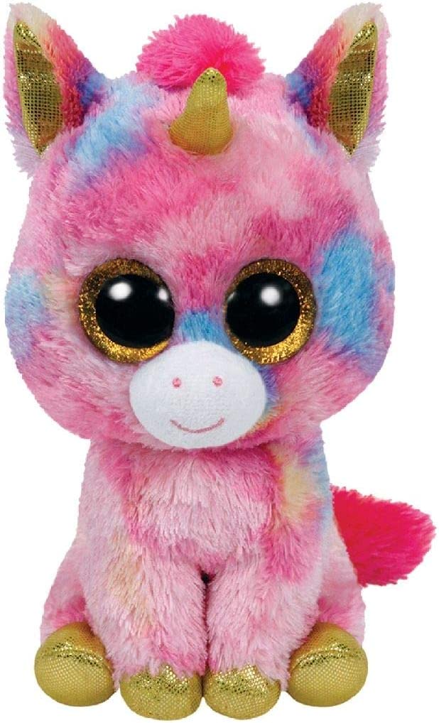 Beanie Boos pink tie-dye unicorn plush with big golden eyes
