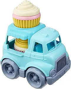 Cupcake Truck-Toys-Green Toys-Get ready for a delivery of sweet treats full of imagination with the Green Toys™ Cupcake Truck! Little bakers can practice colors and counting, develop fine motor skills, and host make-believe drive-up parties for their stuffed animals and friends with this set that blends the best of vehicle and role play. This 8 piece mix-and-match set includes a Cupcake Truck with removable canopy tray, and frosting, cakes, and cupcake liners for 2 complete cupcakes. The truck holds a cupca
