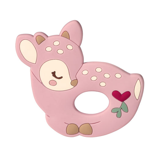 Farrah Pink Fawn Silicone Teether, Douglas, Baby, Baby Teether