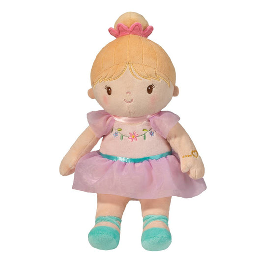 Petal Ballerina Soft Doll-Toys-Douglas-Our sweet plush Petal Ballerina Doll has been working all year to prepare for her big ballet debut! Dressed for the occasion, she sports a ruffly pink tutu made from gauzy chiffon. The bodice of her outfit features a delicate embroidered floral design with a silky turquoise ribbon for a pop of lively color. She wears soft, aqua colored ballet slippers on her feet, while her hair has been styled up into a bun that has been embellished with a pink flower accessory. A sma