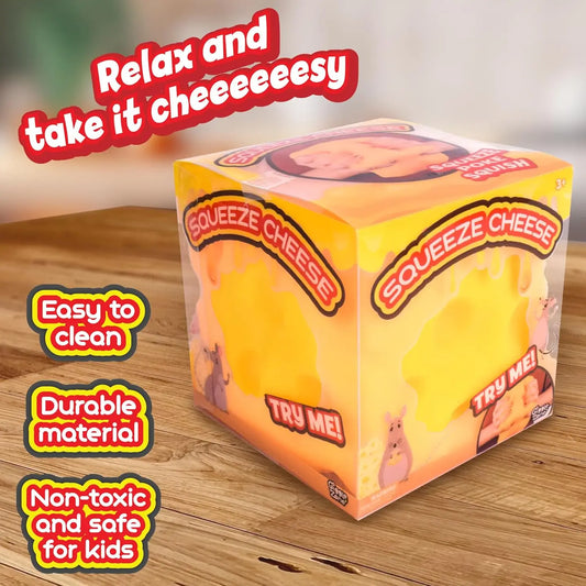 Giggle Zone Squeeze Cheese Block 4.25" Sensory Toy