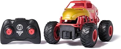 Monster Jam, Marvel Iron Man RC Monster Truck, 1:24 Scale-Toys-Spin Master-MONSTER JAM IRON MAN TRUCK: Command the living room or backyard with Iron Man's RC Monster Truck! Built for indoor/outdoor action and tailored for young enthusiasts, this 1:24 scale truck delivers massive Monster Jam excitement and thrills! KID-FRIENDLY REMOTE: The simple joystick makes driving a breeze. Kids can race their truck up to 100 feet, steering through epic adventures with smooth control! BOLD MARVEL STYLE: Bright red and g