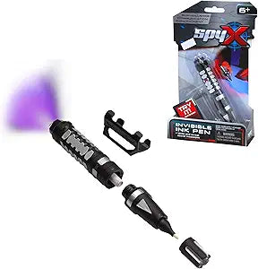 Invisible Ink pen-Toys-MukikiM-Your child can use the Invisible Ink Spy Pen to write, read, and share invisible messages with fellow secret agents. Use the UV light to reveal the top secret spy message. And it has a Secret compartment to secure your secret paper supply! Big ergonomic pen design comfortably fits your junior agents grip. Collect all SpyX toys for the ultimate spy play experience. Ages 6+-Kidz Toys
