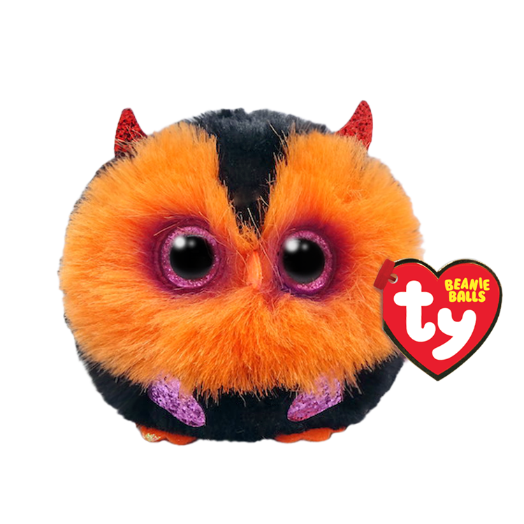 Red and orange devilish monster Halloween beanie baby ball