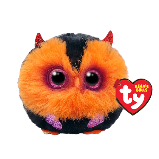 Red and orange devilish monster Halloween beanie baby ball