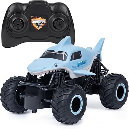 Monster Jam, Remote Control Monster Truck, 1:24 Scale-Toys-Spin Master-READY TO ROLL: This fully functional RC monster truck features a dual-joystick controller with 2.4 GHz frequency that provides a range of up to 250ft & allows you to race up to 6 trucks at a time! REALISTIC RC TRUCKS: Monster Jam trucks have power, attitude, excitement and action! They feature authentic graphics, oversized tires, and highly realistic details. For boys & girls ages 4 and up. TOP WISH LIST GIFT: Our monster trucks toys mak