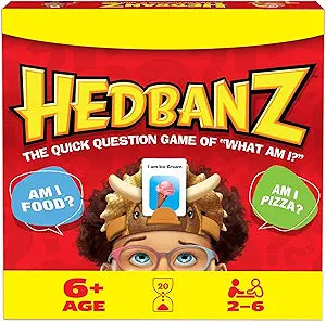 Hedbanz 2nd Edition Picture Guessing Board Game-Toys-Spin Master-ALL NEW GAME: It’s the 2nd edition of the quick question “What am I?” game! Includes 6 new bands- Dino, Narwhal, Robot, Flower, Butterfly, & Brain PLUS 25 bonus cards in this Walmart exclusive version! SIMPLE TO PLAY: Pick a headband, place a card in it and play to figure out what’s shown on your card. Using yes/no questions, be the first to guess 3 cards correctly and you win! FAMILY GAME NIGHT: Hedbanz is a must-have in your collection of fa