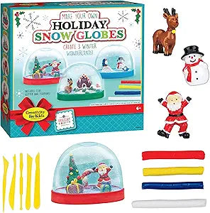 Holiday Make Your Own Snow Globes-Toys-Renee Levine Sales-CREATE 3 SNOW GLOBES: Celebrate the season with a fun and festive snowglobe kit! Kids can make Christmas trees, penguins, and whatever else sparks their imagination with the clay! Use the included clay and tools to create additional accessories for your globe. Add water and glitter to complete your kids Christmas craft for ages 6-8+, and shake, watching your Winter Wonderland scenes come alive SNOW GLOBES FOR KIDS: This complete snow globe kit comes