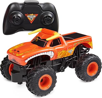 Monster Jam, Remote Control Monster Truck, 1:24 Scale-Toys-Spin Master-READY TO ROLL: This fully functional RC monster truck features a dual-joystick controller with 2.4 GHz frequency that provides a range of up to 250ft & allows you to race up to 6 trucks at a time! REALISTIC RC TRUCKS: Monster Jam trucks have power, attitude, excitement and action! They feature authentic graphics, oversized tires, and highly realistic details. For boys & girls ages 4 and up. TOP WISH LIST GIFT: Our monster trucks toys mak