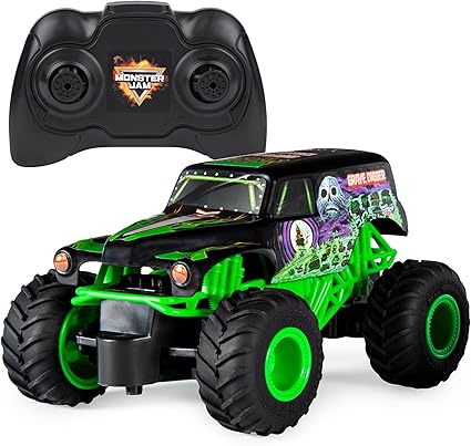 Monster Jam, Remote Control Monster Truck, 1:24 Scale-Toys-Spin Master-READY TO ROLL: This fully functional RC monster truck features a dual-joystick controller with 2.4 GHz frequency that provides a range of up to 250ft & allows you to race up to 6 trucks at a time! REALISTIC RC TRUCKS: Monster Jam trucks have power, attitude, excitement and action! They feature authentic graphics, oversized tires, and highly realistic details. For boys & girls ages 4 and up. TOP WISH LIST GIFT: Our monster trucks toys mak