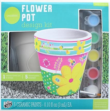 Paint Your Own Flower Pot Kit-Toys-Anker Play Products-About this item BE CREATIVE: Cultivate your creativity as you paint and design your very own flower pot. KIT INCLUDES: Flower Pot, 5 paints, brush, and sticker sheet. GREAT GIFT IDEA: Makes a fun and creative present for inspiring young artists!-Kidz Toys