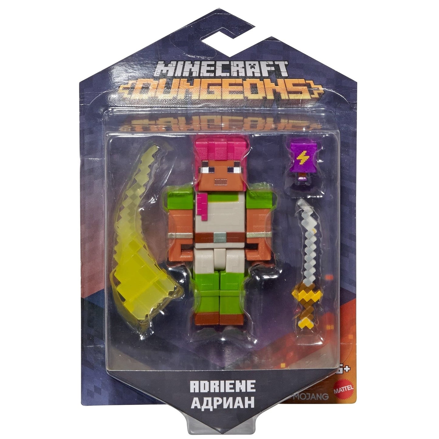 Minecraft Blister Figure - Adriene-Toys-The HQ-These 3.25-in figures allow kids to recreate the battle action from Minecraft Dungeons and create their own adventures. Details are true to the in-game appearance in Minecraft Dungeons – perfect for slashing and hacking through hostile mobs in imaginative play. Each collectible figure includes three accessories and has five moveable joints playing and displaying! A great way for kids to use their creativity for Minecraft-themed playtime. A fantastic gift for ki