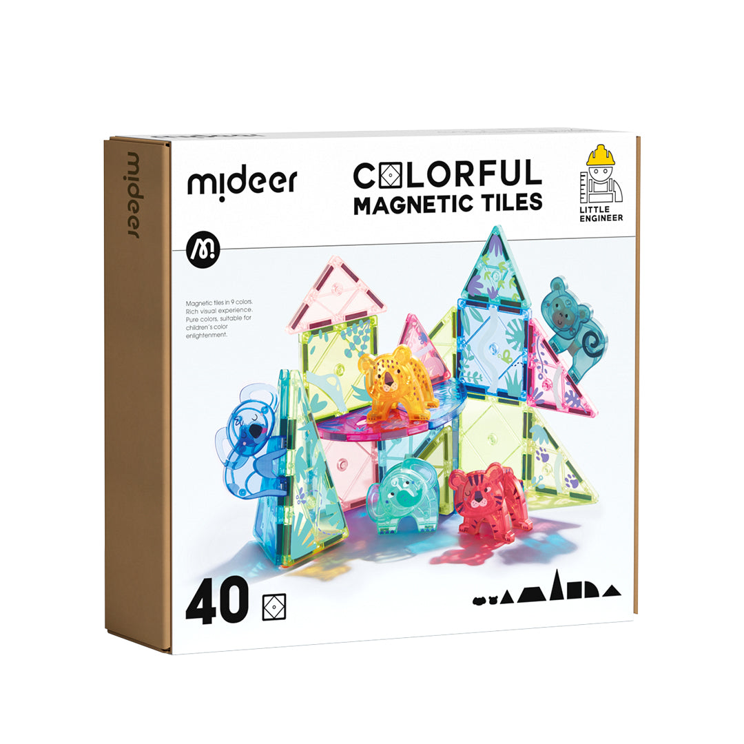 Mideer colorful magnetic tiles: wonderful forest 40p