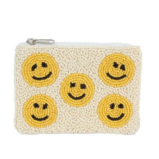 Multiple Happy Face Fully Beade Ladies Coin Purse, Coin Purse