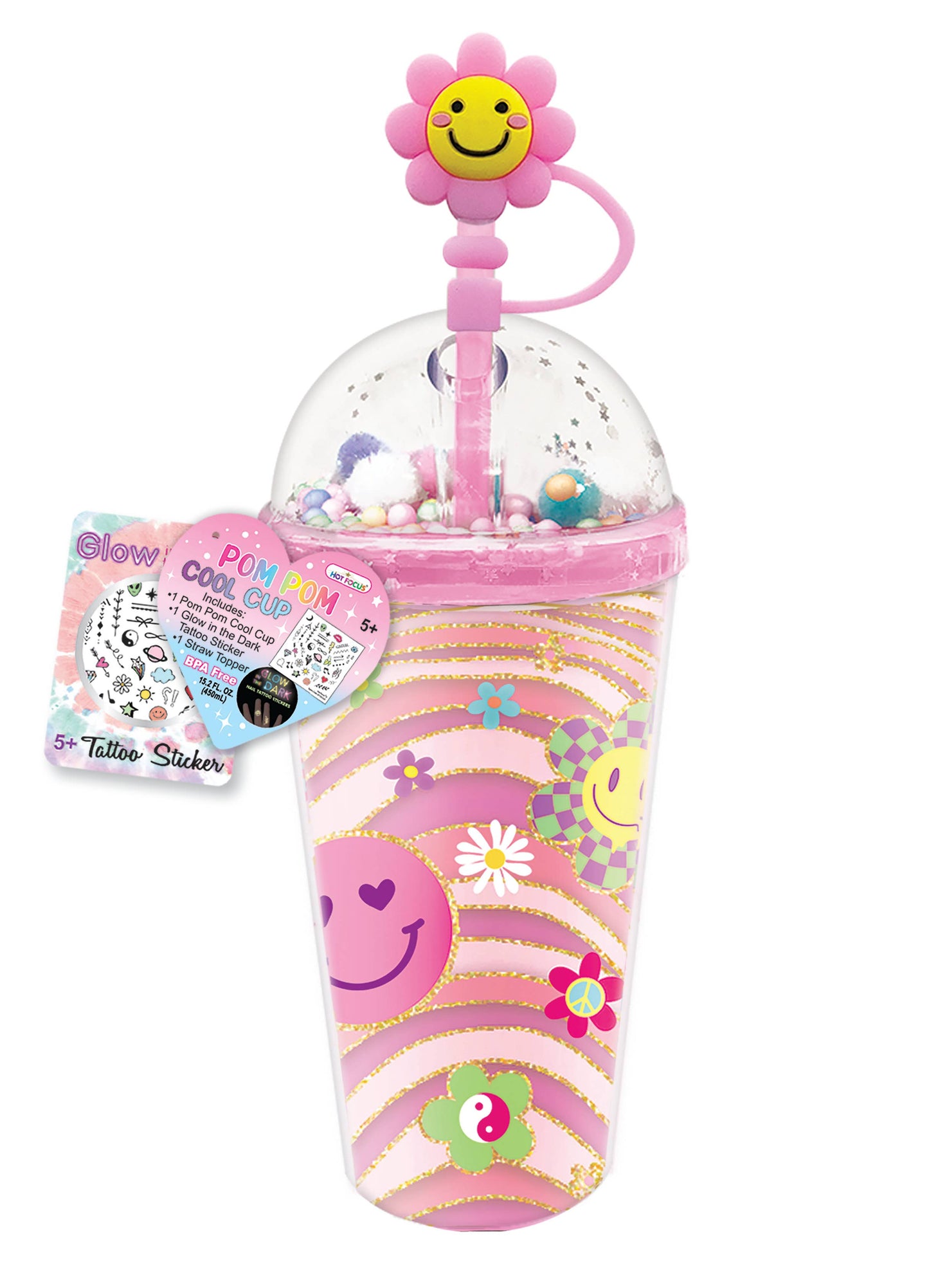 Pom Pom Cool Cup - Groovy Flower, Kids Cup, Kids Tumbler