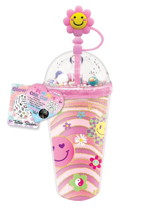Pom Pom Cool Cup - Groovy Flower, Kids Cup, Kids Tumbler