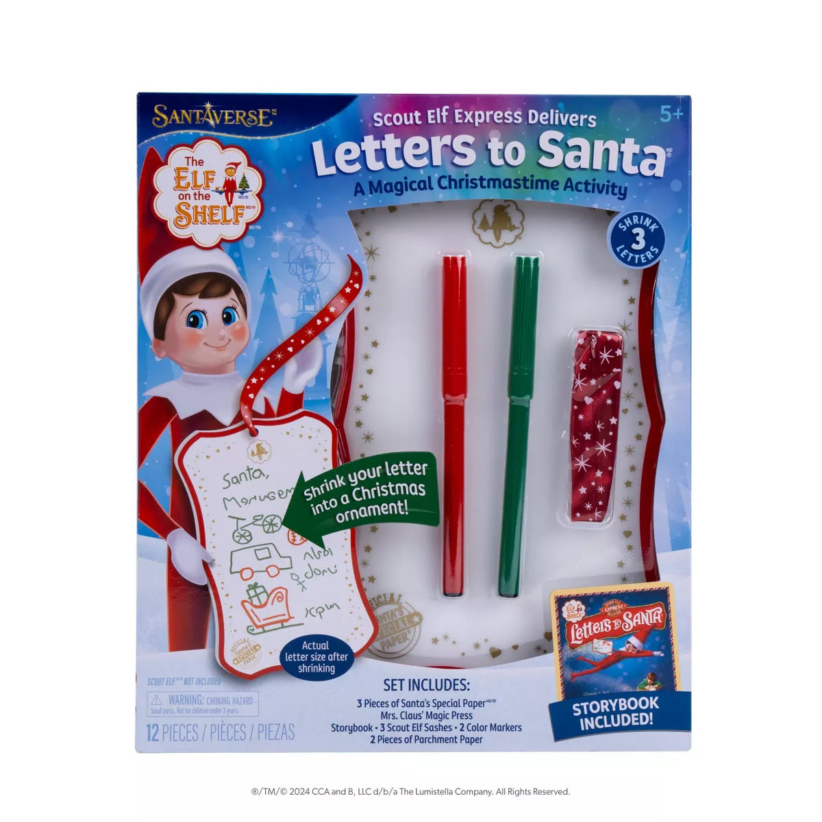Scout Elf Express Delivers Letters to Santa Mini-Toys-CC and B-Description This one-of-a-kind, Scout Elf Express Delivers Letters to Santa® Mini activity kit and storybook bring together the beloved Christmas traditions of writing letters to Santa, trimming the tree, holiday baking and The Elf on the Shelf®. Excitement builds as your children’s full-sized letters to Santa shrink into elf-sized messages. These messages are delivered straight to the North Pole by their Scout Elf friend! After Santa reads the