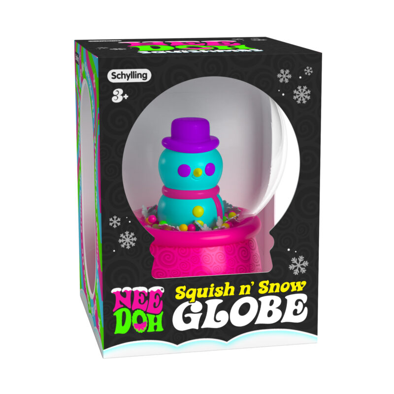 Needoh Snow Globe-Toys-Schylling-Experience a snowy scene at your fingertips with the NeeDoh Snow Globe! Squeeze the base and watch the snowflakes and characters inside dance and move. In a small size, you can take this sensory squishing toy anywhere you go!-Kidz Toys