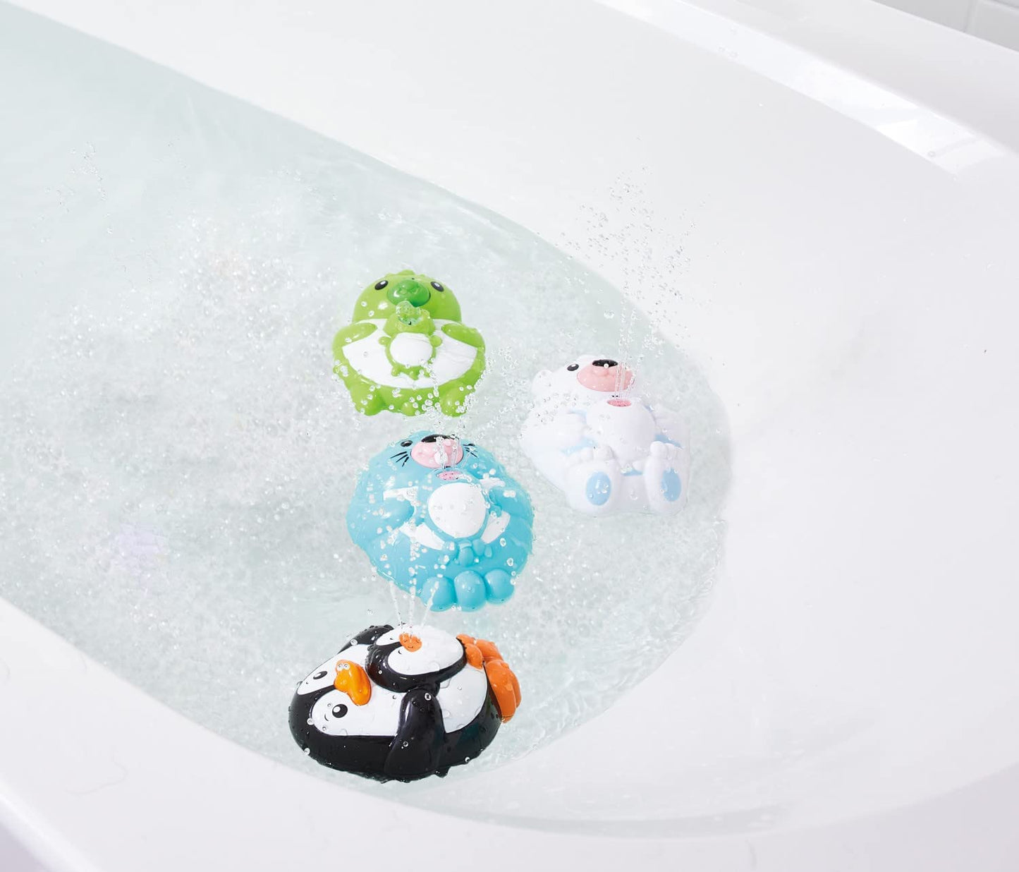 SPLISH N' SPLASH SQUIRTING FRIENDS-Toys-Epoch-These floating friends create bath time fun. Just press his nose to activate the water fountain and keep the kids entertained. Requires 2 AAA batteries (not included).-Kidz Toys