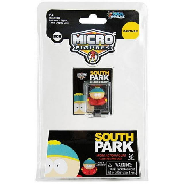 A package containing a South Park themed micro action figure, part of the World's Smallest Micro Figures series.