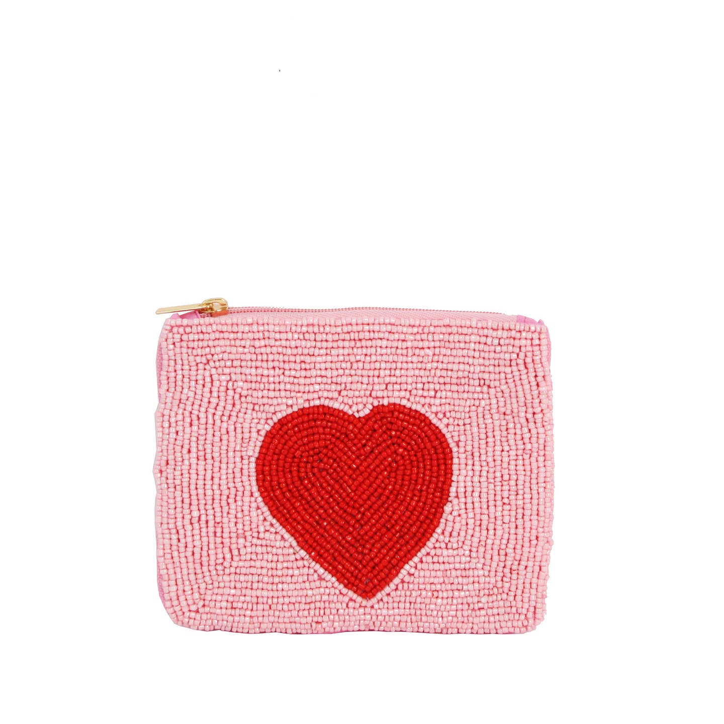 Ladies Fully Beaded Pink Heart Theme Coin Purse, Coin Purse