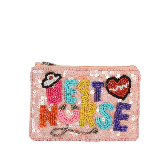 Ladies Fully Beaded Best Nurse Themed Coin Purse, Coin Purse