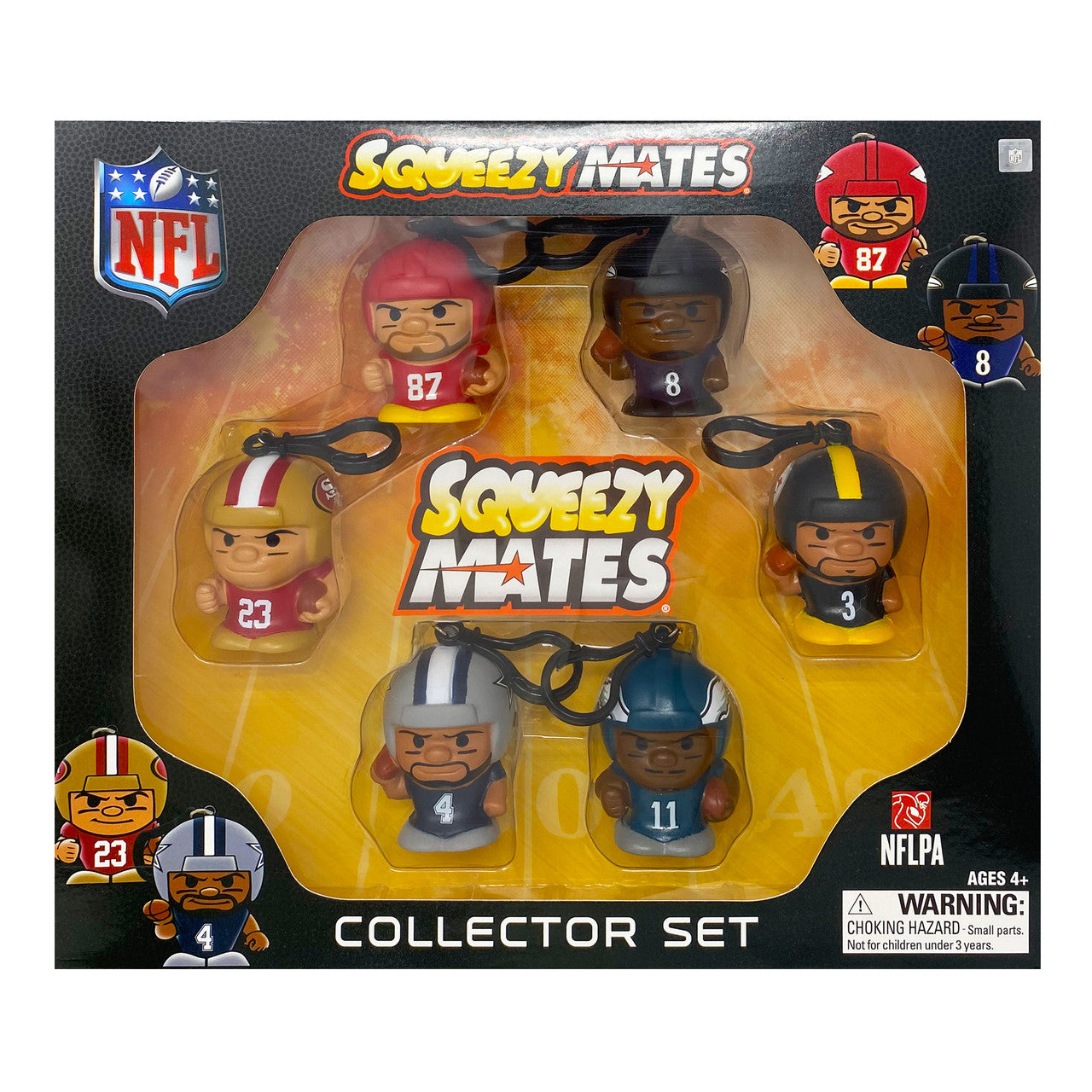 Nfl Squeezymates Legends 6-Figure Set 2024-Toys-Party Animal, Inc.-Made from the fun to squeeze material, Slo-Foam, SqueezyMates are collectible and squishy NFL player figures!SQUEEZYMATES ARE BACK AND BIGGER THAN EVER.Build your collection instantly with this EXCLUSIVE 6-figure collector set!Made from the fun to squeeze material, Slo-Foam, SqueezyMates are collectible and squishy figures. Each squeezy figure includes a carabiner clip so you can carry them on your backpack, belt, keychain or anywhere!NFL Pl