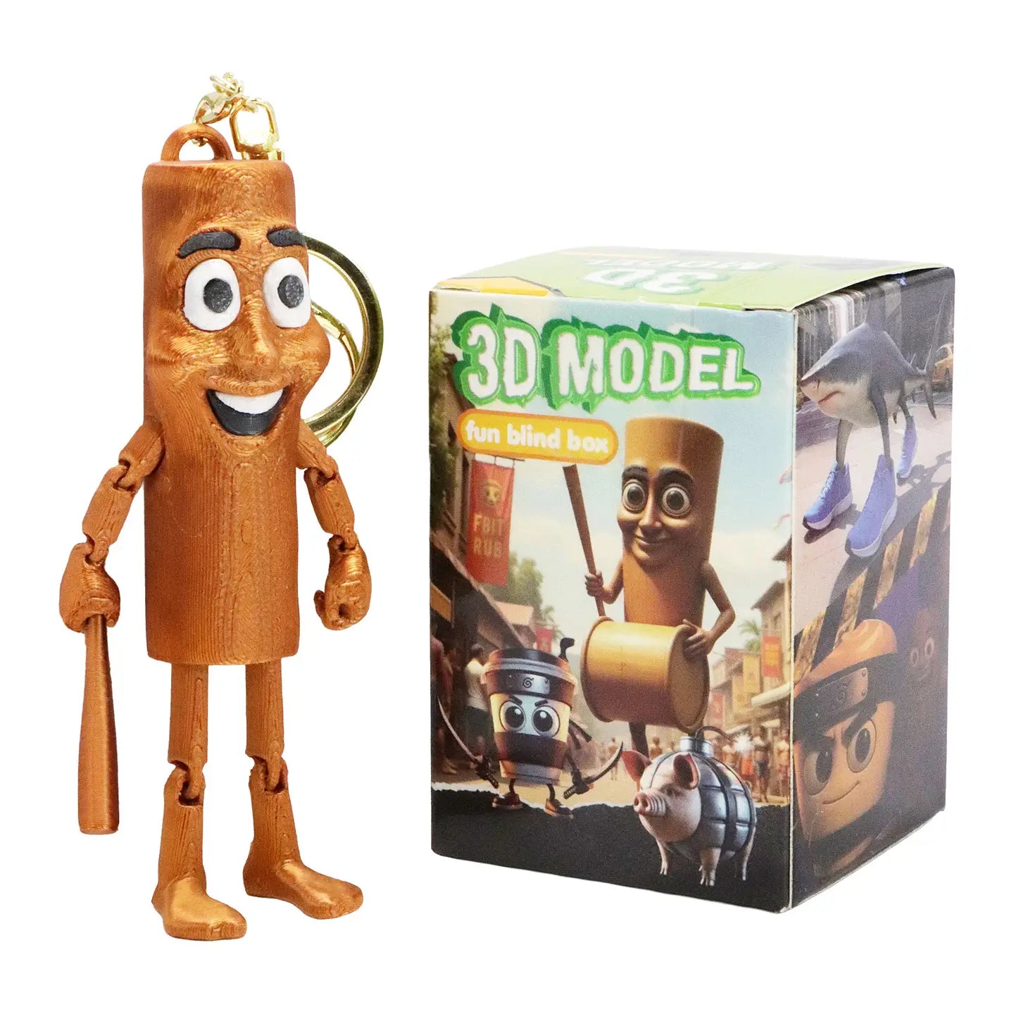 Brain Rot Meme 3d Print Articulated Key Chain - Blind Box