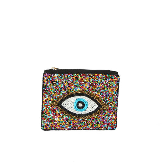 Fully Beaded Eye Theme Ladies Coin Purse, Coin Purse