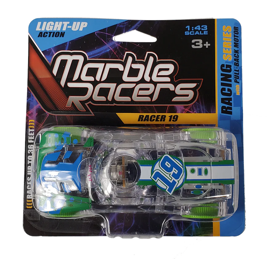 MARBLE RACER BLISTER PULLBACK RACING SERIES GREEN AND BLUE-Skullduggery-Kidz Toys