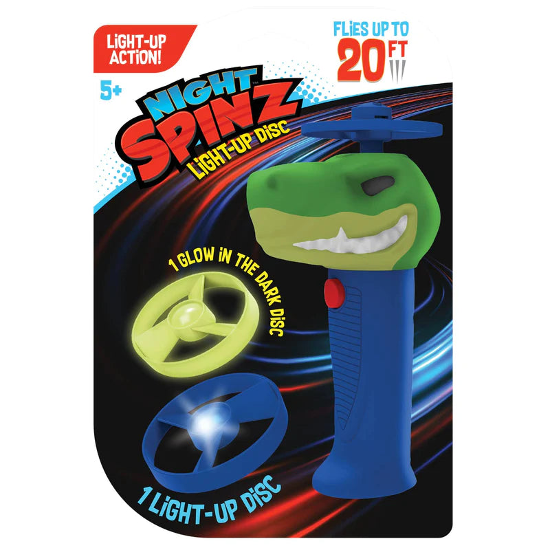 NIGHT SPINZ 12 PIECE PDQ ASSORTMENT LIGHT UP DISK BLUE-Skullduggery-Kidz Toys