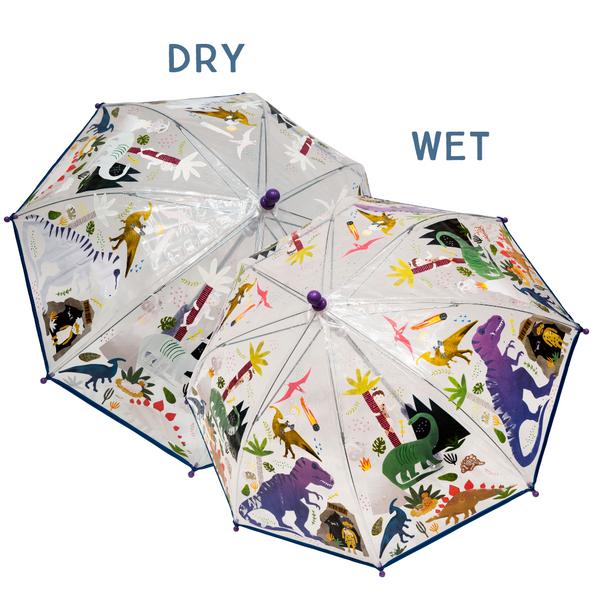 Dino Transparent Colour Changing Umbrella, Dinosaur, Dinosaur Umbrella