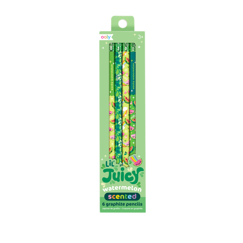 lil juicy scented graphite pencils - watermelon - set of 6-OOLY-Kidz Toys
