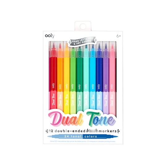 dual tone double ended brush marker - set of 12/24 colors, markers,  double ended brush marker